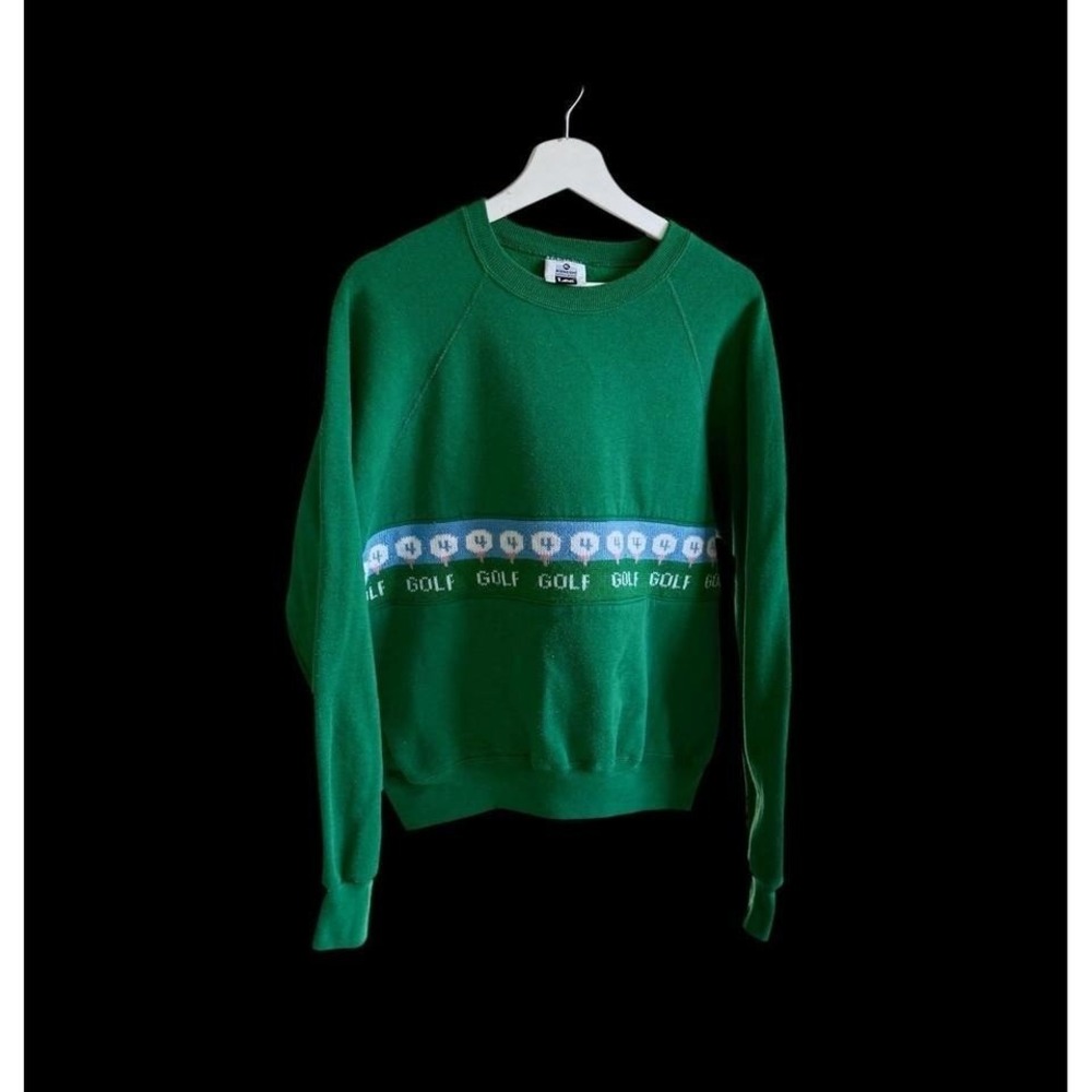 Vintage 90's Golf Sweatshirt Sz XL Fits L USA‎ Green Raglan Sleeve